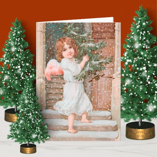Winsome Angel met kerstboom Kaart