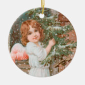 Winsome Angel met kerstboom Keramisch Ornament (Voorkant)