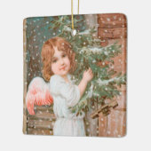 Winsome Angel met kerstboom Keramisch Ornament (Links)