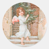 Winsome Angel met kerstboom Ronde Sticker (Voorkant)