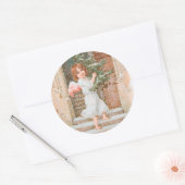 Winsome Angel met kerstboom Ronde Sticker (Envelop)