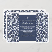 Winsome Spirit Blue Religieuze uitnodiging (Voorkant / Achterkant)