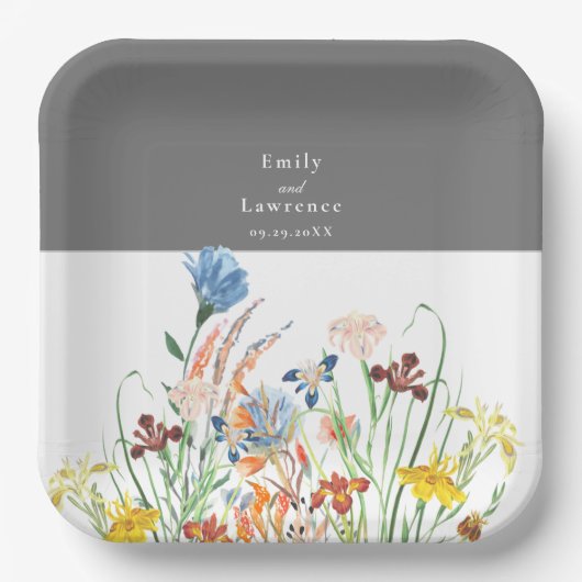 Winsome Wildflower Wedding Paper Borden Papieren Bordje (Voorkant)