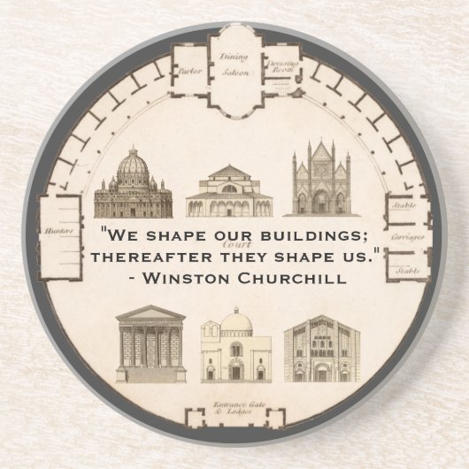 Winston Churchill Architecture John Plaw Zandsteen Onderzetter (Voorkant)