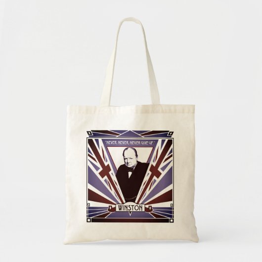 Winston Churchill Art Deco stijl Union Jack Tote Bag (Voorkant)