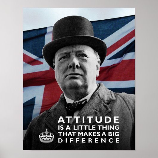 Winston Churchill - "Attitude maakt een verschil" Poster (Voorkant)