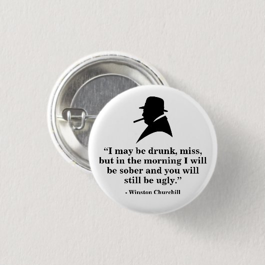 Winston Churchill Badge - Citaat 20 Ronde Button 3,2 Cm (Voorkant /achterkant)
