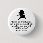 Winston Churchill Badge - Citaat 20 Ronde Button 3,2 Cm (Voorkant)