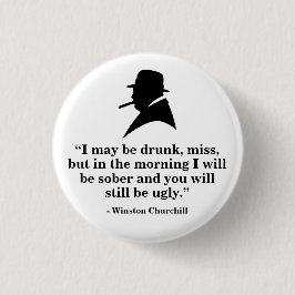 Winston Churchill Badge - Citaat 20 Ronde Button 3,2 Cm
