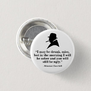 Winston Churchill Badge - Citaat 20 Ronde Button 3,2 Cm
