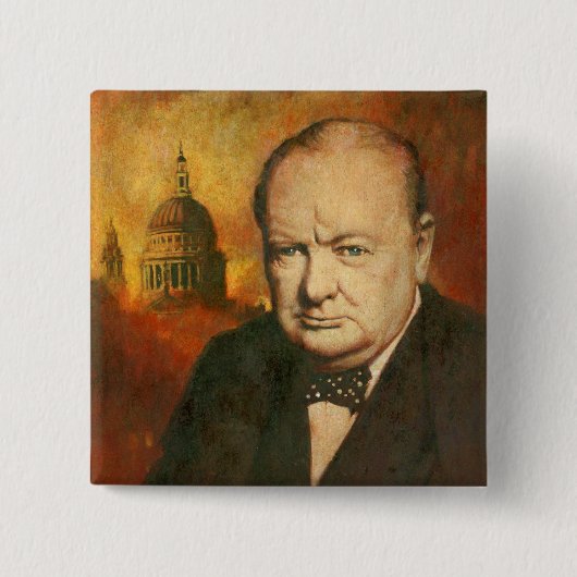 Winston Churchill Badge Vierkante Button 5,1 Cm (Voorkant)