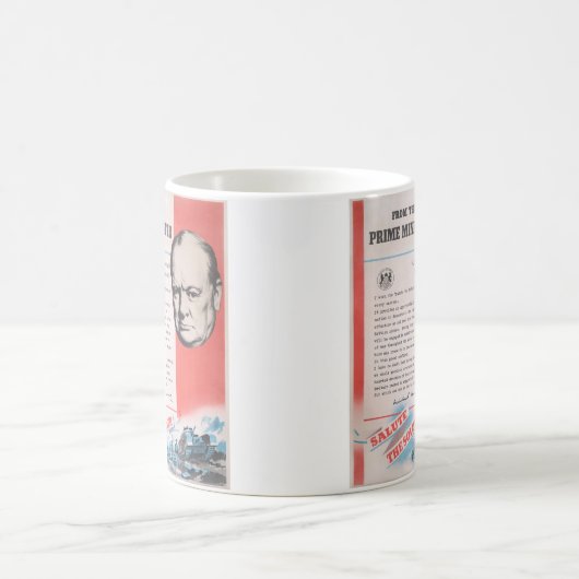 Winston Churchill. Brits poster in oorlogstijd. Koffiemok (Center)