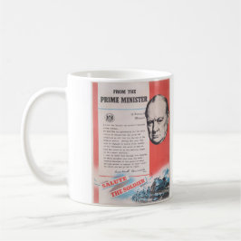 Winston Churchill. Brits poster in oorlogstijd. Koffiemok