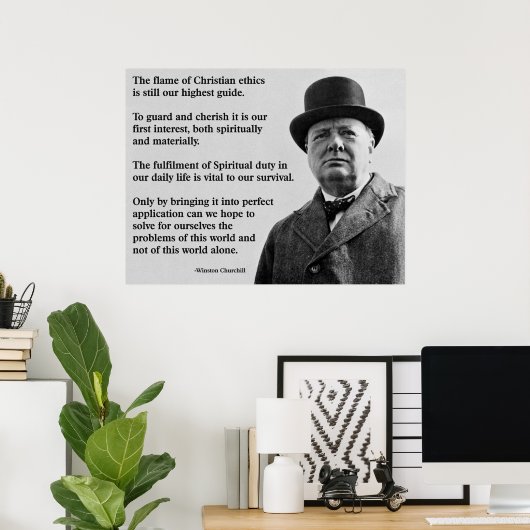 Winston Churchill Christelijk Poster (Thuiskantoor)