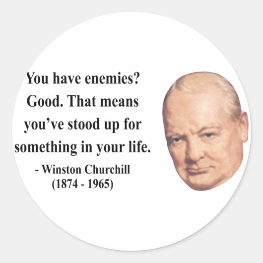Winston Churchill Citaat 3b Ronde Sticker (Voorkant)