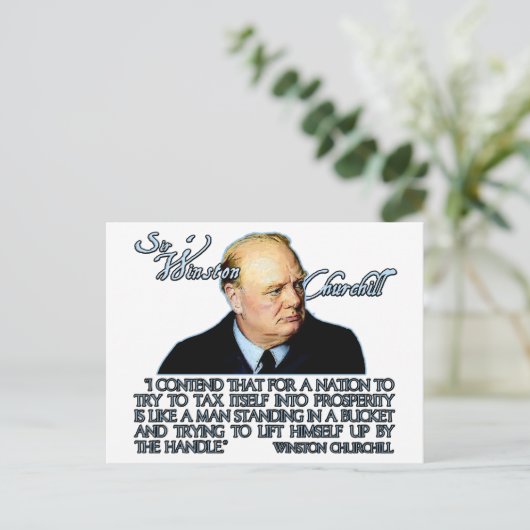 Winston Churchill Citaat over Belastingen Briefkaart (Staand voorkant)