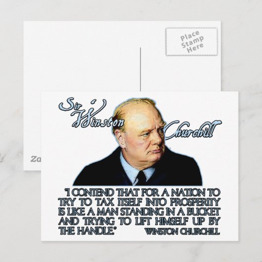 Winston Churchill Citaat over Belastingen Briefkaart (Voorkant / Achterkant)