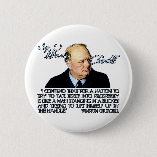 Winston Churchill Citaat over Belastingen Ronde Button 5,7 Cm (Voorkant)