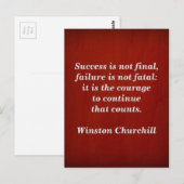 Winston Churchill Citaat; Succes Briefkaart (Voorkant / Achterkant)