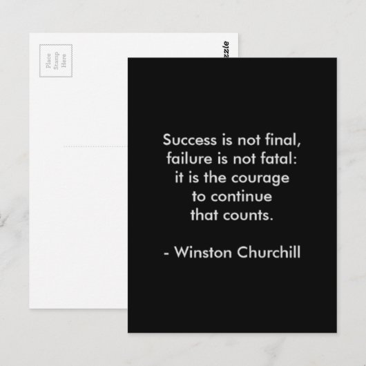Winston Churchill Citaat; Succes Briefkaart (Voorkant / Achterkant)