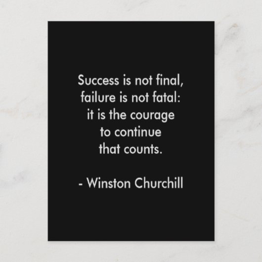 Winston Churchill Citaat; Succes Briefkaart (Voorkant)