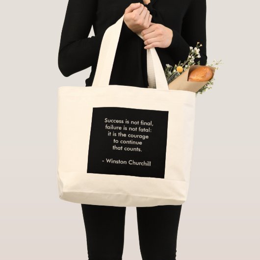 Winston Churchill Citaat; Succes Grote Tote Bag (Voorkant (product))