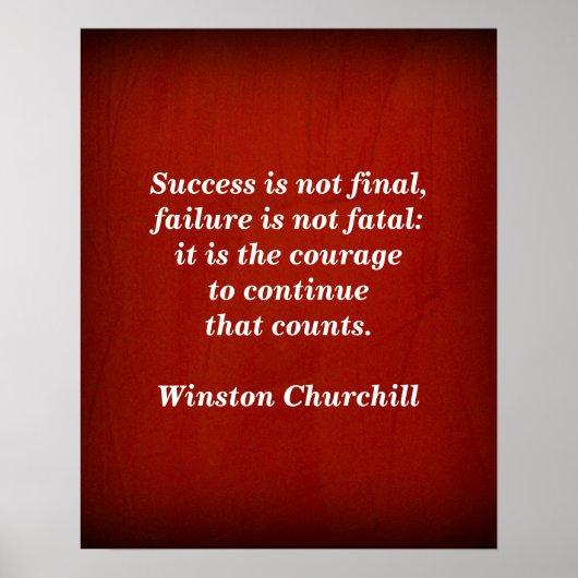 Winston Churchill Citaat; Succes Poster (Voorkant)