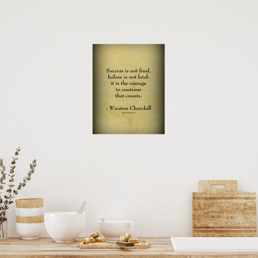 Winston Churchill Citaat; Succes Poster (Keuken)