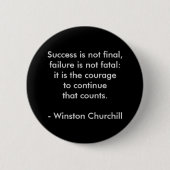 Winston Churchill Citaat; Succes Ronde Button 5,7 Cm (Voorkant)