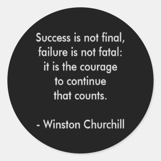 Winston Churchill Citaat; Succes Ronde Sticker (Voorkant)