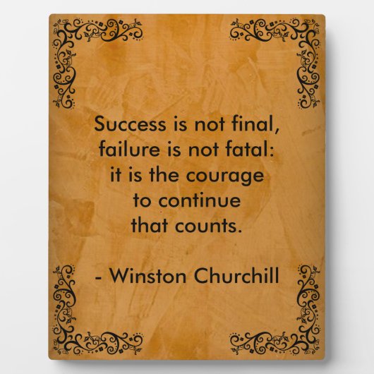 Winston Churchill Citaat; Succes Scroll & Stucco Fotoplaat (Voorkant)