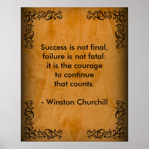 Winston Churchill citaat; Succes Scroll & Stucco Poster
