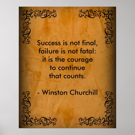 Winston Churchill citaat; Succes Scroll & Stucco Poster (Voorkant)