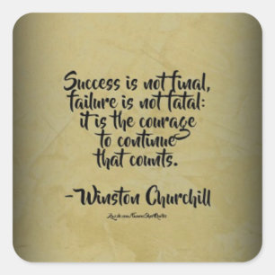 Winston Churchill citaat; Succes Vierkante Sticker