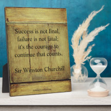 Winston Churchill citaat; Succes Vintage Aged Wood