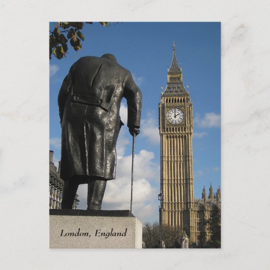 Winston Churchill en Big Ben Briefkaart, Londen Briefkaart (Voorkant)