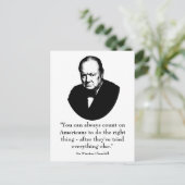 Winston Churchill en Funny Quote Briefkaart (Staand voorkant)