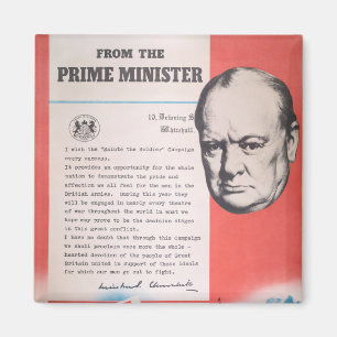 Winston Churchill, herdruk van Britse WW2 poster Magneet