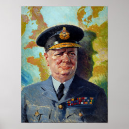 Winston Churchill in uniform schilderen Poster