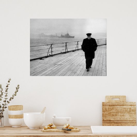 Winston Churchill in Zee Poster (Keuken)