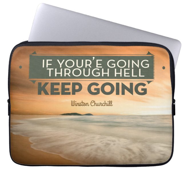 Winston Churchill Inspirerend citaat "Blijf gaan" Laptop Sleeve (Voorkant)