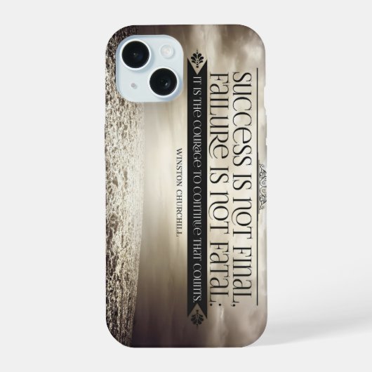 Winston Churchill Inspirerend citaat "Courage" iPhone 15 Case (Achterkant)