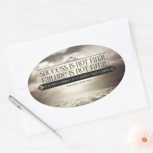 Winston Churchill Inspirerend citaat "Courage" Ovale Sticker