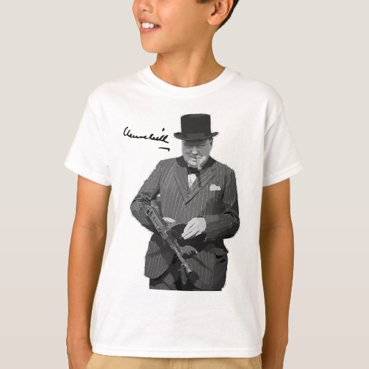 Winston Churchill Met Tommy Pistool Europese Hero T-shirt (Voorkant)