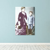 Winston Churchill met zijn moeder 2 Canvas Afdruk (Insitu (Houten vloer))