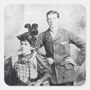 Winston Churchill met zijn moeder 2 Vierkante Sticker