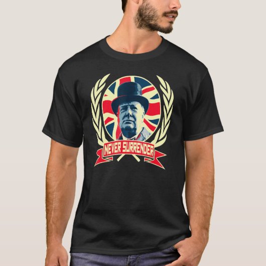 Winston Churchill Never Surrender British Pride T-shirt (Voorkant)