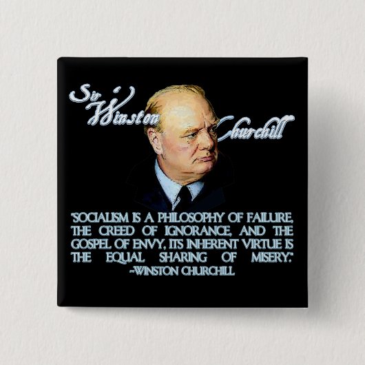 Winston Churchill over het socialisme Vierkante Button 5,1 Cm (Voorkant)