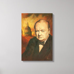 Winston Churchill Portrait Canvas Afdruk