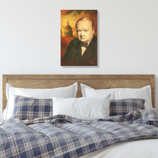 Winston Churchill portretdoek Canvas Afdruk (Insitu (Slaapkamer))